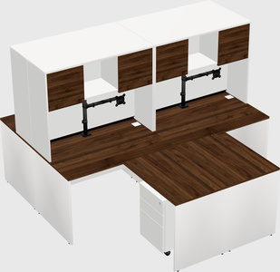 Quad l-shaped office desks