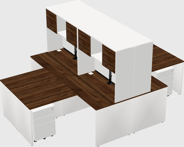 Quad l-shaped office desks