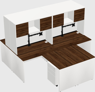 Quad l-shaped office desks