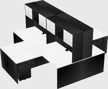 Quad l-shaped office desks