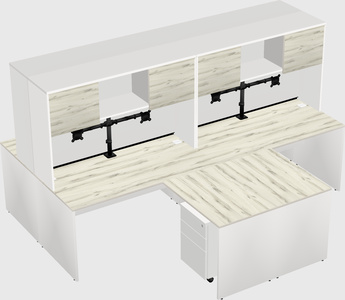 Quad l-shaped office desks