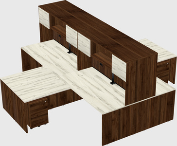 Quad l-shaped office desks