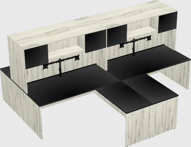 Quad l-shaped office desks