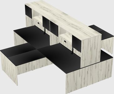 Quad l-shaped office desks
