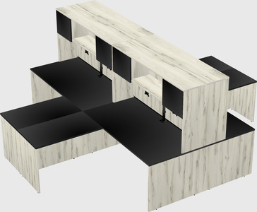 Quad l-shaped office desks