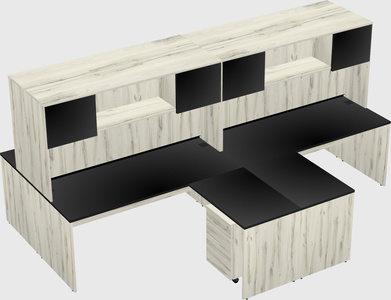 Quad l-shaped office desks
