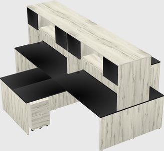 Quad l-shaped office desks