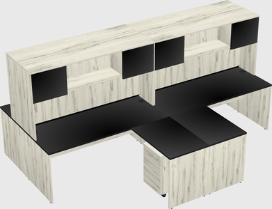 Quad l-shaped office desks