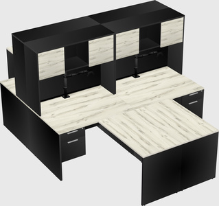 Quad l-shaped office desks