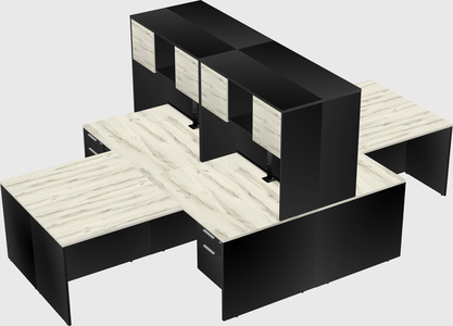 Quad l-shaped office desks