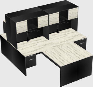 Quad l-shaped office desks