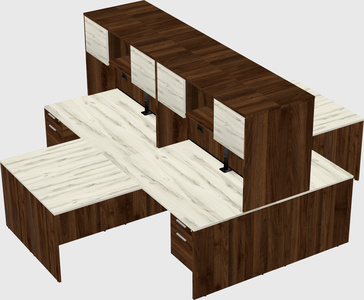 Quad l-shaped office desks