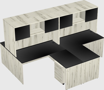 Quad l-shaped office desks