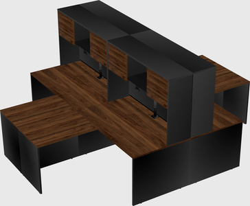 Quad l-shaped office desks