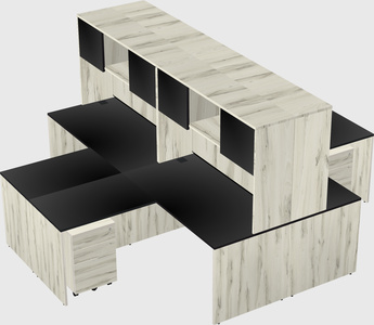 Quad l-shaped office desks