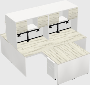Quad l-shaped office desks