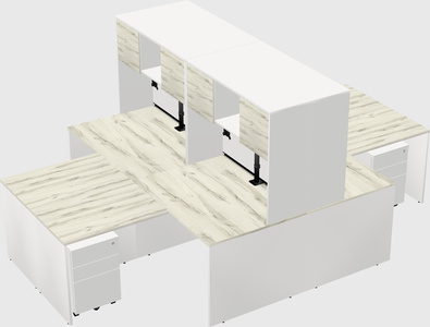 Quad l-shaped office desks