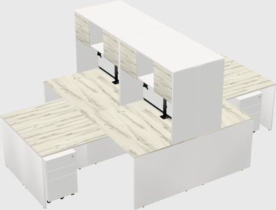 Quad l-shaped office desks