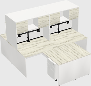 Quad l-shaped office desks