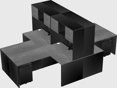 Quad l-shaped office desks