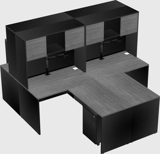 Quad l-shaped office desks