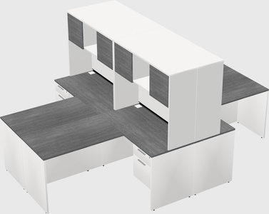 Quad l-shaped office desks