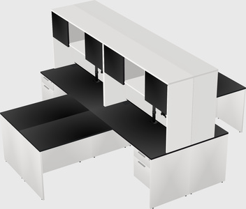 Quad l-shaped office desks