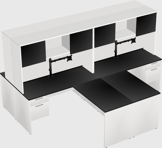 Quad l-shaped office desks