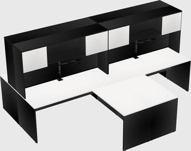 Quad l-shaped office desks