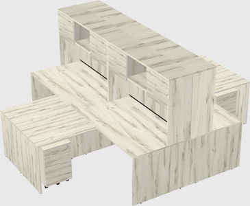 Quad l-shaped office desks