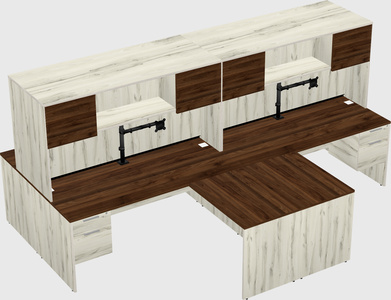 Quad l-shaped office desks