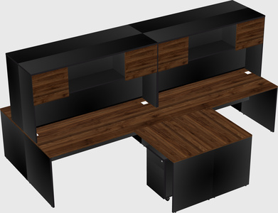 Quad l-shaped office desks
