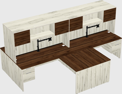 Quad l-shaped office desks