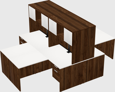 Quad l-shaped office desks
