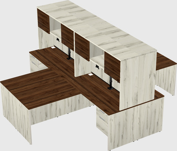 Quad l-shaped office desks