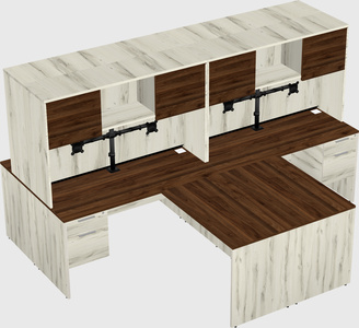 Quad l-shaped office desks