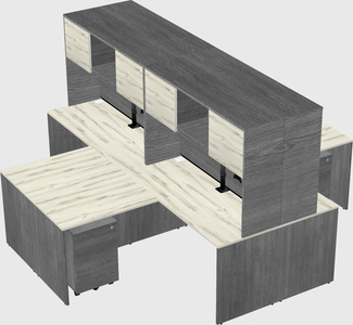 Quad l-shaped office desks