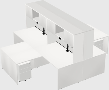 Quad l-shaped office desks