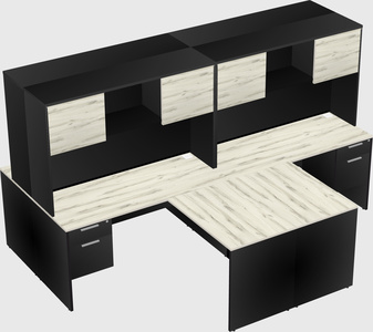 Quad l-shaped office desks