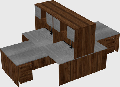 Quad l-shaped office desks