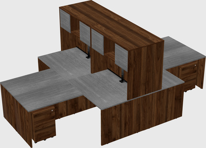 Quad l-shaped office desks