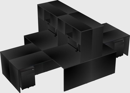 Quad l-shaped office desks