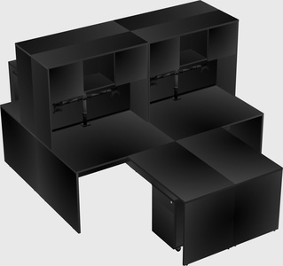 Quad l-shaped office desks