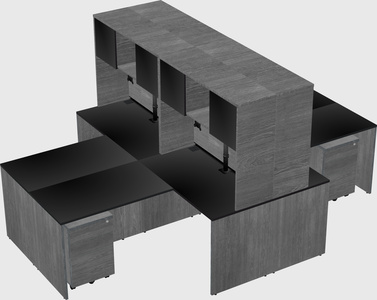 Quad l-shaped office desks