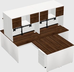Quad l-shaped office desks