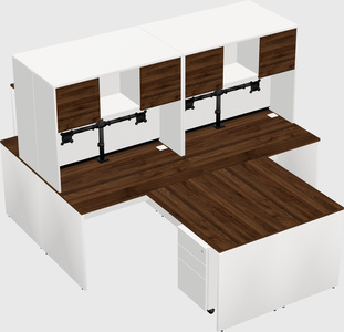 Quad l-shaped office desks