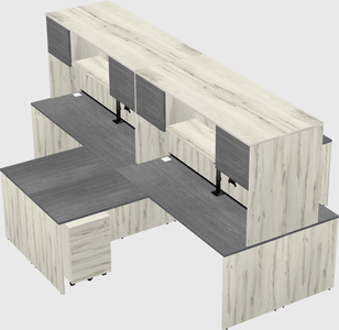 Quad l-shaped office desks