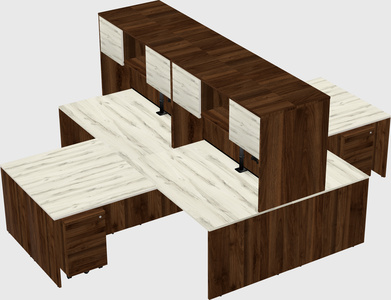 Quad l-shaped office desks