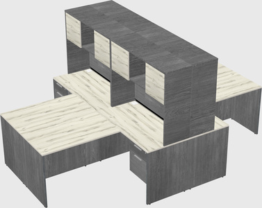 Quad l-shaped office desks