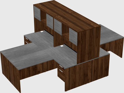 Quad l-shaped office desks